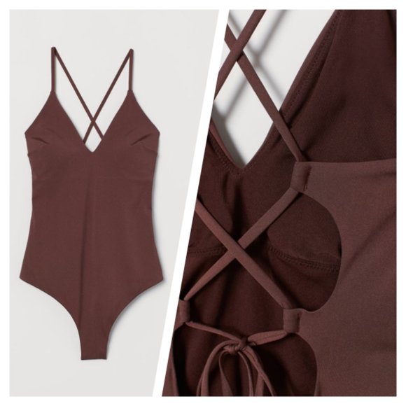 H&M Other - H&M Dark Brown V-Neck One Piece Swimsuit - Size 4